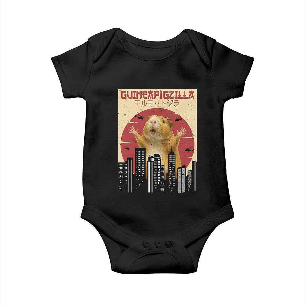 Guineapigzilla Giant Baby Onesie Funny Guinea Pig Monster Tokyo Japan Gift TS12 Black Print Your Wear