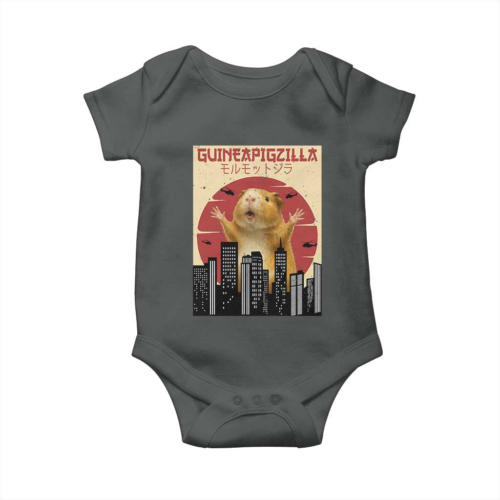 Guineapigzilla Giant Baby Onesie Funny Guinea Pig Monster Tokyo Japan Gift TS12 Dark Heather Print Your Wear
