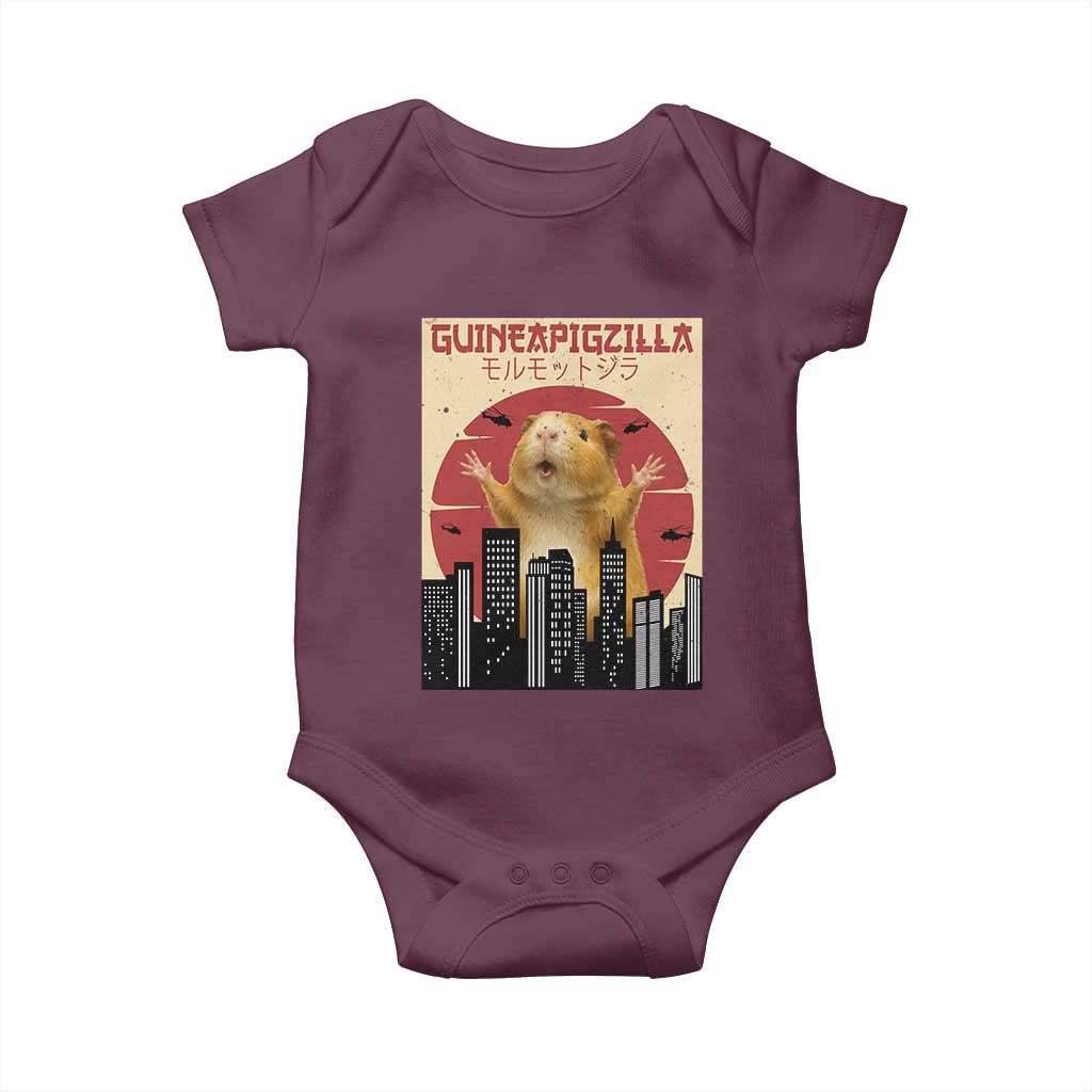 Guineapigzilla Giant Baby Onesie Funny Guinea Pig Monster Tokyo Japan Gift TS12 Maroon Print Your Wear