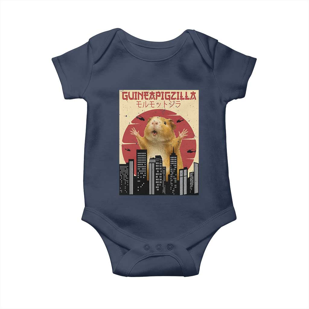 Guineapigzilla Giant Baby Onesie Funny Guinea Pig Monster Tokyo Japan Gift TS12 Navy Print Your Wear