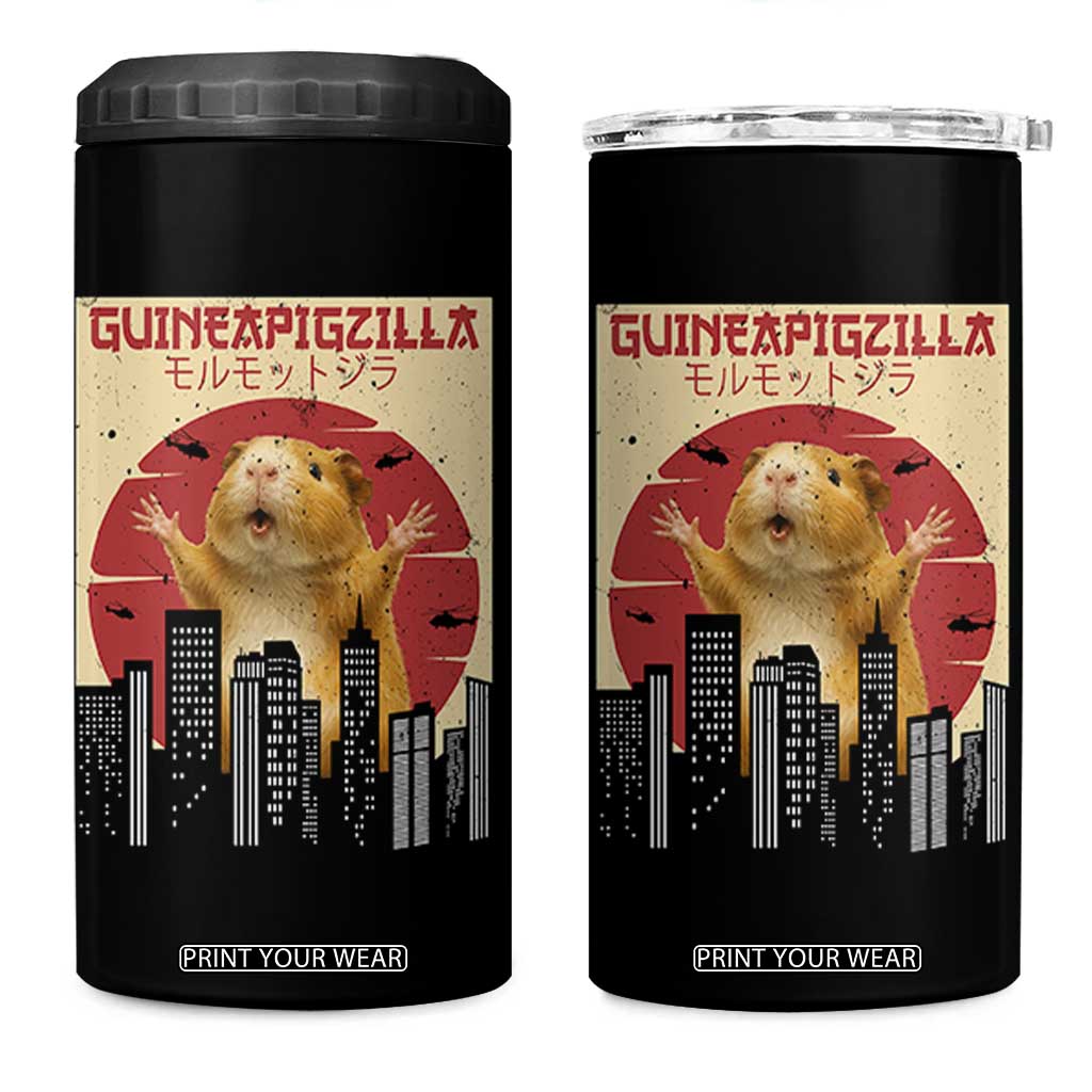 Guineapigzilla Giant 4 in 1 Can Cooler Tumbler Funny Guinea Pig Monster Tokyo Japan Gift TS12 One Size: 16 oz Black Print Your Wear