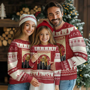 Guineapigzilla Giant Ugly Christmas Sweater Funny Guinea Pig Monster Tokyo Japan Gift TS12 Red Beige Print Your Wear