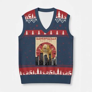 Guineapigzilla Giant V-Neck Knit Sweater Vest Funny Guinea Pig Monster Tokyo Japan Gift TS12 Navy Red Print Your Wear