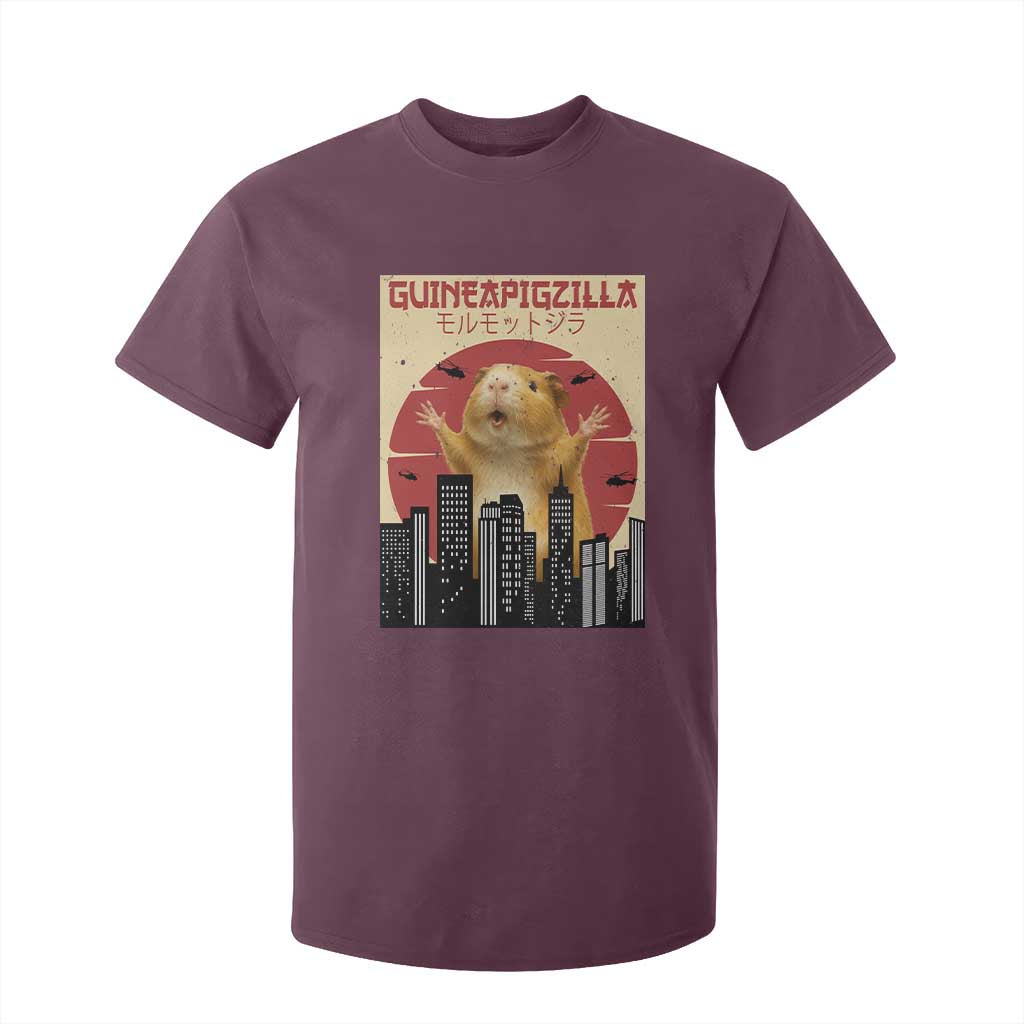 Guineapigzilla Giant T Shirt For Kid Funny Guinea Pig Monster Tokyo Japan Gift TS12 Maroon Print Your Wear