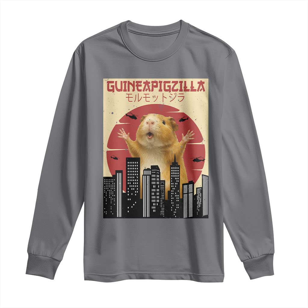 Guineapigzilla Giant Long Sleeve Shirt Funny Guinea Pig Monster Tokyo Japan Gift TS12 Charcoal Print Your Wear