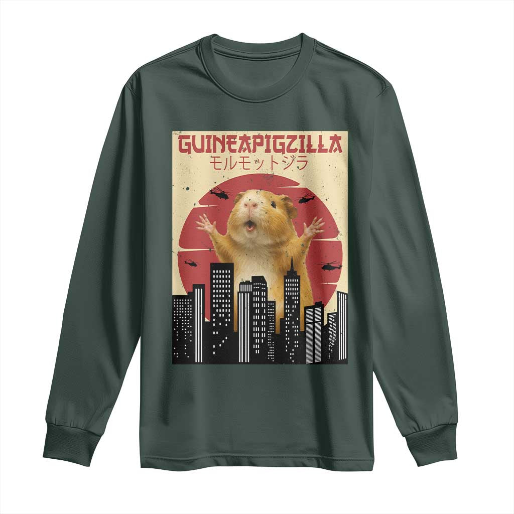 Guineapigzilla Giant Long Sleeve Shirt Funny Guinea Pig Monster Tokyo Japan Gift TS12 Dark Forest Green Print Your Wear