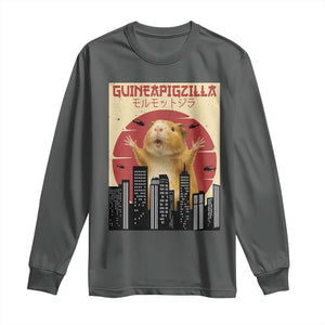 Guineapigzilla Giant Long Sleeve Shirt Funny Guinea Pig Monster Tokyo Japan Gift TS12 Dark Heather Print Your Wear