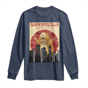 Guineapigzilla Giant Long Sleeve Shirt Funny Guinea Pig Monster Tokyo Japan Gift TS12 Navy Print Your Wear