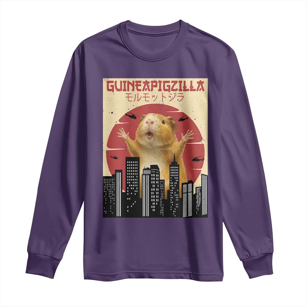 Guineapigzilla Giant Long Sleeve Shirt Funny Guinea Pig Monster Tokyo Japan Gift TS12 Purple Print Your Wear