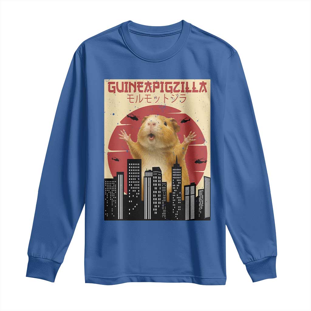 Guineapigzilla Giant Long Sleeve Shirt Funny Guinea Pig Monster Tokyo Japan Gift TS12 Royal Blue Print Your Wear