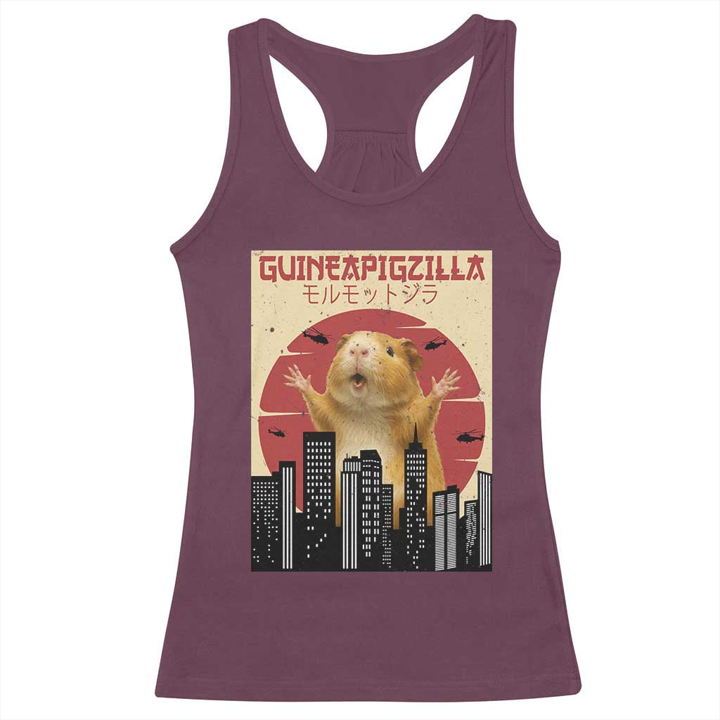 Guineapigzilla Giant Racerback Tank Top Funny Guinea Pig Monster Tokyo Japan Gift TS12 Maroon Print Your Wear