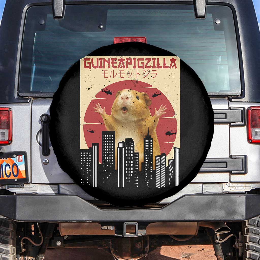 Guineapigzilla Giant Spare Tire Cover Funny Guinea Pig Monster Tokyo Japan Gift TS12 No hole Black Print Your Wear