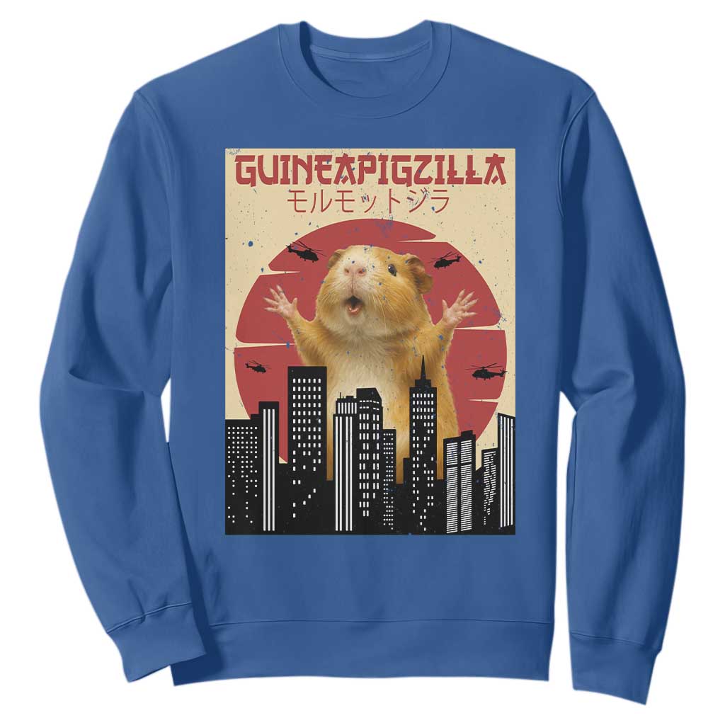 Guineapigzilla Giant Sweatshirt Funny Guinea Pig Monster Tokyo Japan Gift TS12 Royal Blue Print Your Wear