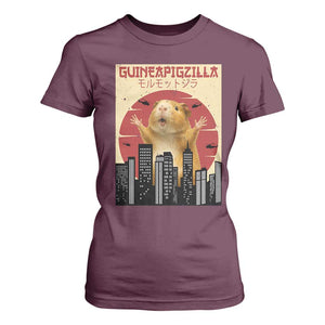 Guineapigzilla Giant T Shirt For Women Funny Guinea Pig Monster Tokyo Japan Gift TS12 Maroon Print Your Wear
