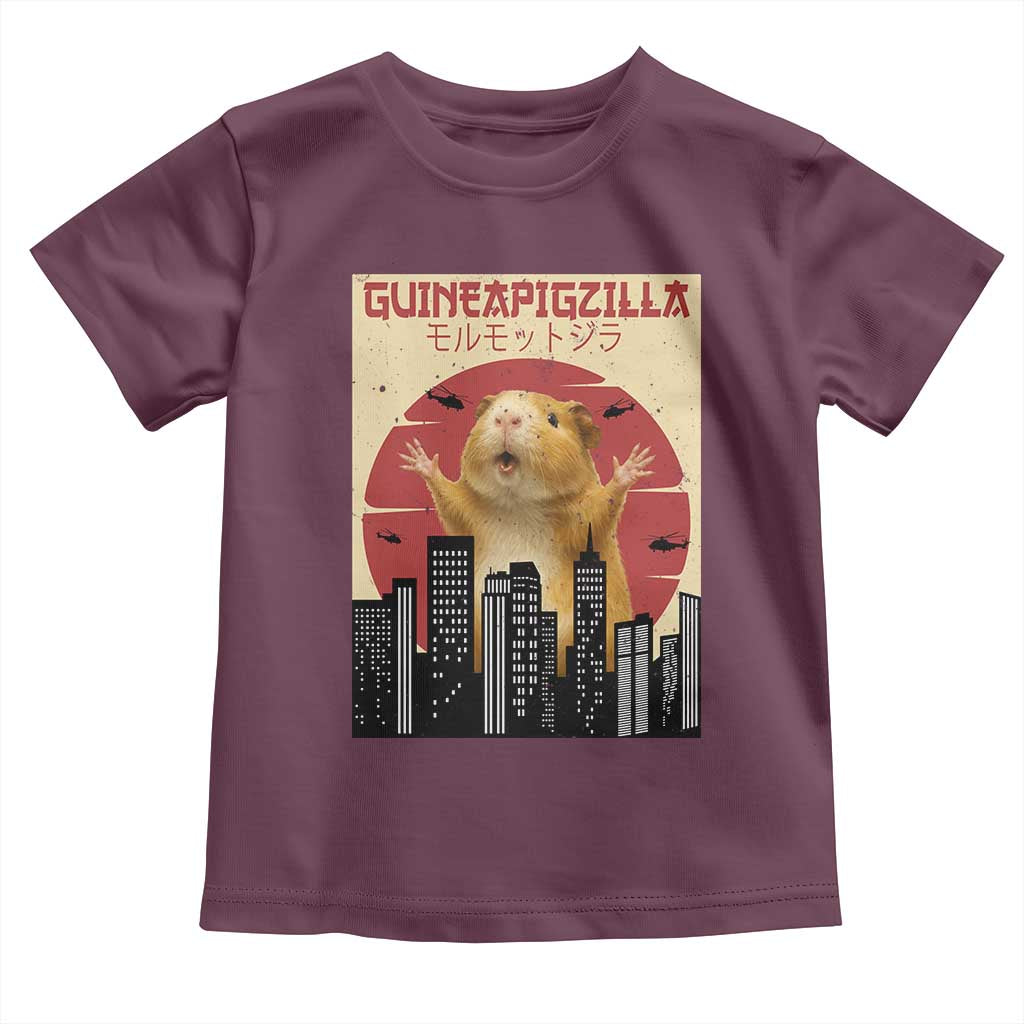 Guineapigzilla Giant Toddler T Shirt Funny Guinea Pig Monster Tokyo Japan Gift TS12 Maroon Print Your Wear