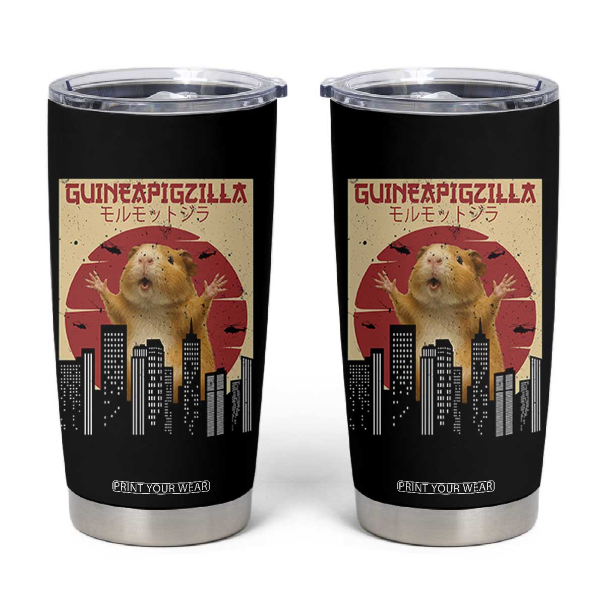 Guineapigzilla Giant Tumbler Cup Funny Guinea Pig Monster Tokyo Japan Gift TS12 Black Print Your Wear