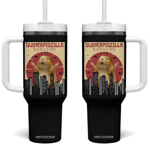 Guineapigzilla Giant Tumbler With Handle Funny Guinea Pig Monster Tokyo Japan Gift TS12 One Size: 40 oz Black Print Your Wear