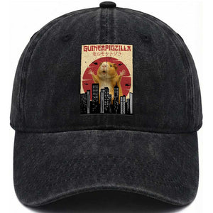 Guineapigzilla Giant Washed Cotton Baseball Cap Funny Guinea Pig Monster Tokyo Japan Gift TS12 Print Your Wear