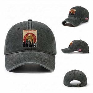 Guineapigzilla Giant Washed Cotton Baseball Cap Funny Guinea Pig Monster Tokyo Japan Gift TS12 Washed Cap Universal Fit Dark Green Print Your Wear