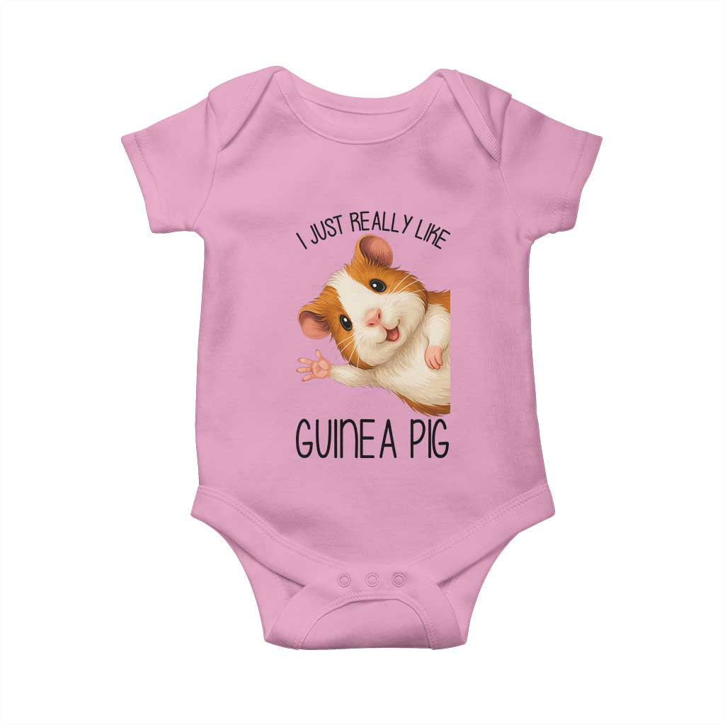 I Just Really Like Guinea Pigs Baby Onesie Funny Cavy Lover TS12 Light Pink Print Your Wear