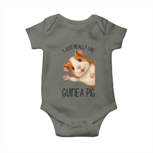 I Just Really Like Guinea Pigs Baby Onesie Funny Cavy Lover TS12 Military Green Print Your Wear