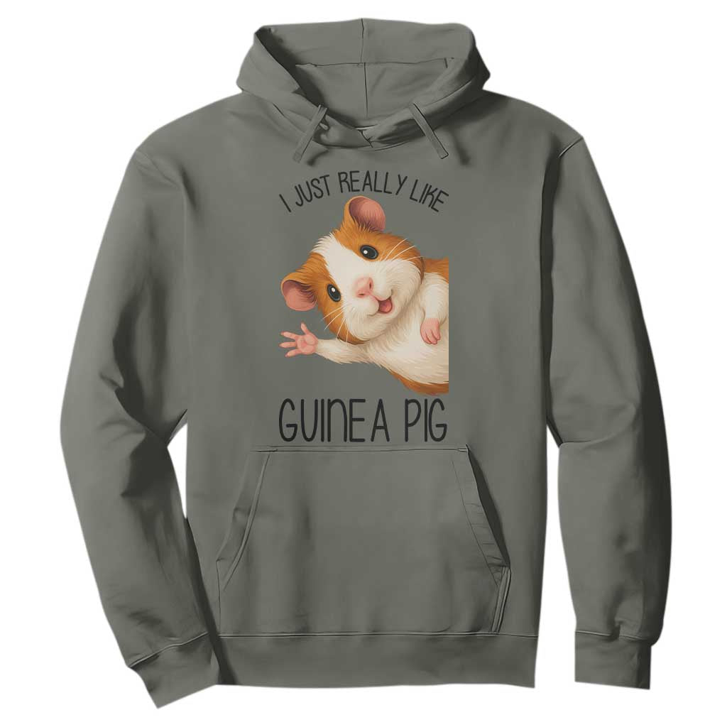 I Just Really Like Guinea Pigs Hoodie Funny Cavy Lover TS12 Military Green Print Your Wear