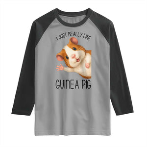 I Just Really Like Guinea Pigs Raglan Shirt Funny Cavy Lover TS12 Sport Gray Black Print Your Wear