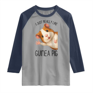 I Just Really Like Guinea Pigs Raglan Shirt Funny Cavy Lover TS12 Sport Gray Navy Print Your Wear