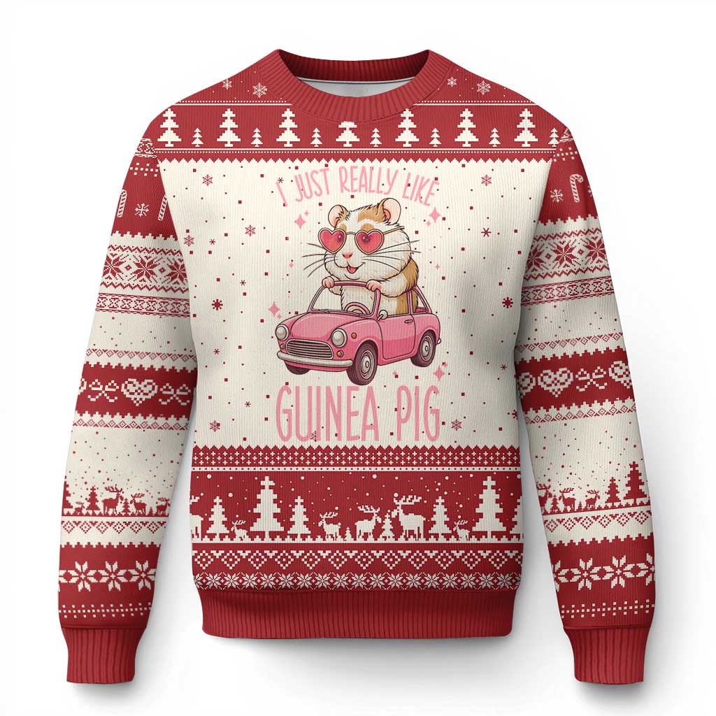 I Just Really Like Guinea Pigs Ugly Christmas Sweater Pet Lover Gift For Girl TS12 Beige Red Print Your Wear