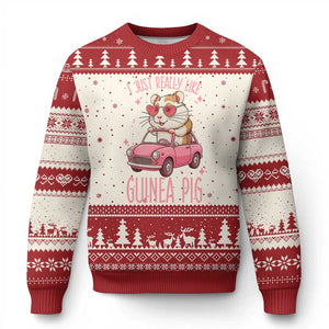 I Just Really Like Guinea Pigs Ugly Christmas Sweater Pet Lover Gift For Girl TS12 Beige Red Print Your Wear