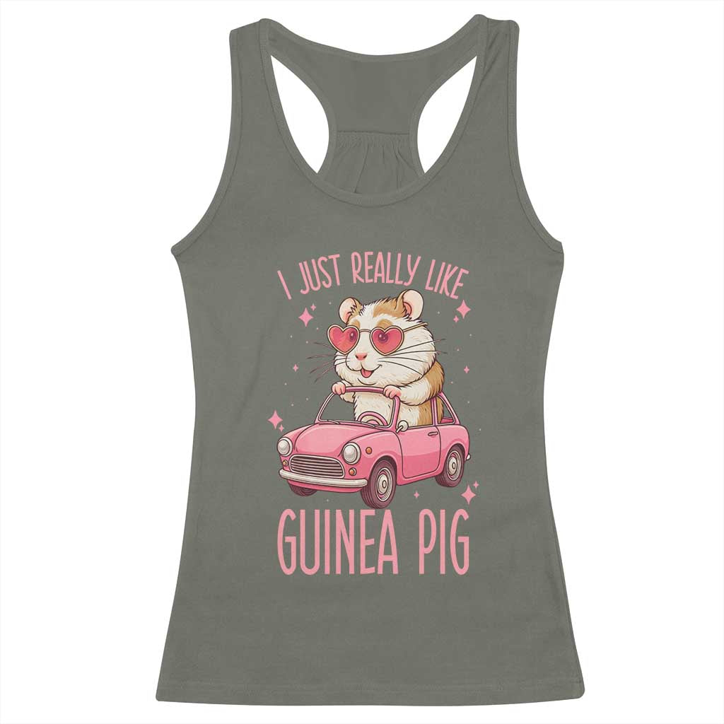 I Just Really Like Guinea Pigs Racerback Tank Top Pet Lover Gift For Girl TS12 Military Green Print Your Wear
