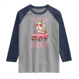 I Just Really Like Guinea Pigs Raglan Shirt Pet Lover Gift For Girl TS12 Sport Gray Navy Print Your Wear