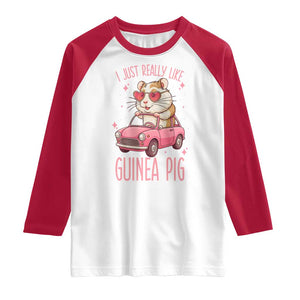 I Just Really Like Guinea Pigs Raglan Shirt Pet Lover Gift For Girl TS12 White Red Print Your Wear