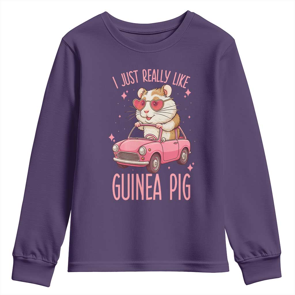 I Just Really Like Guinea Pigs Youth Sweatshirt Pet Lover Gift For Girl TS12 Purple Print Your Wear