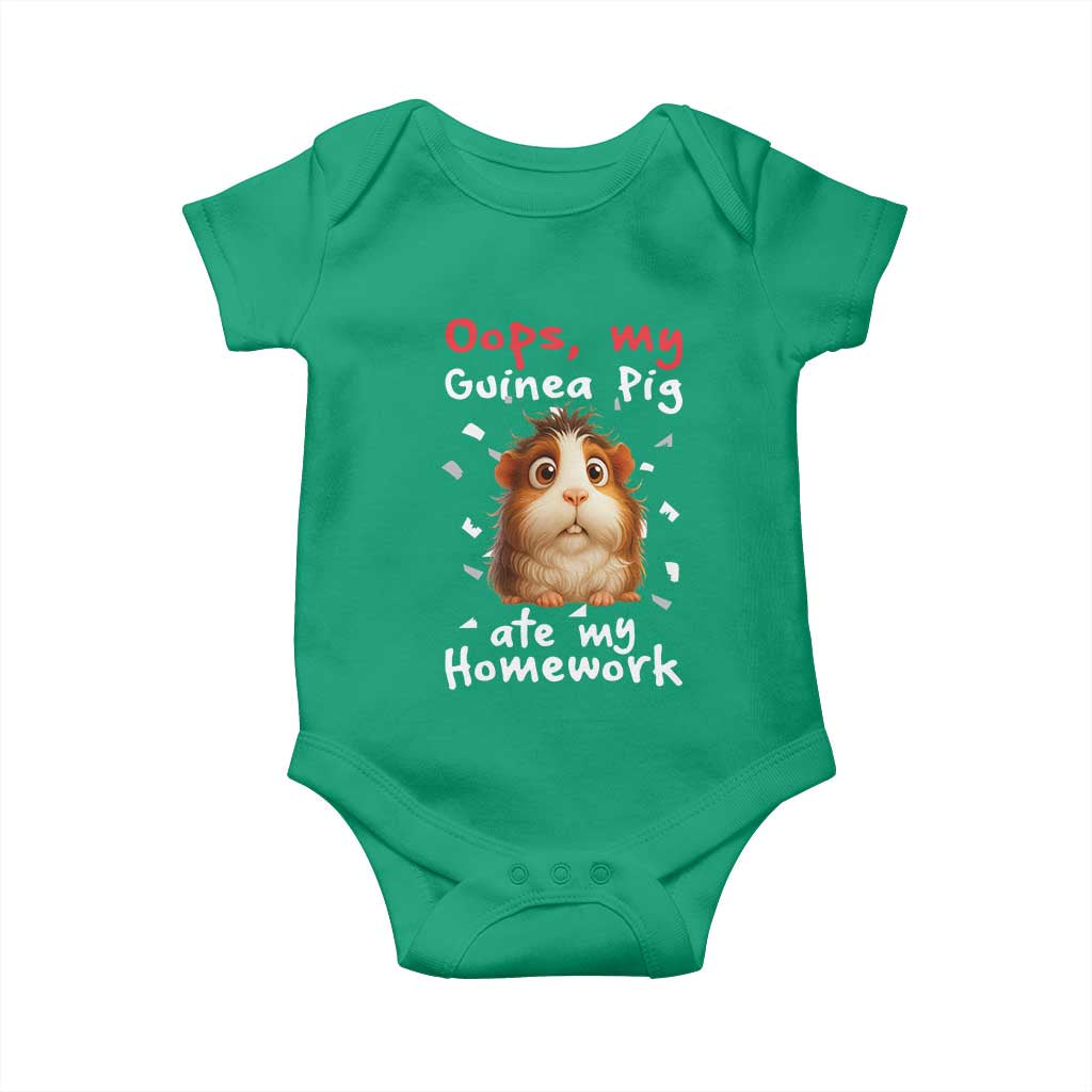 Oops My Guinea Pig Ate My Homework Baby Onesie Funny Cavy Lover Gift TS12 Irish Green Print Your Wear