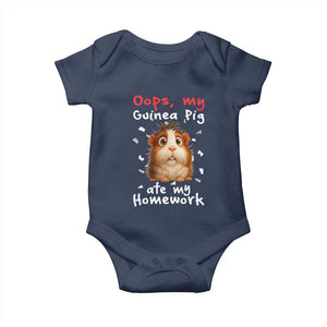 Oops My Guinea Pig Ate My Homework Baby Onesie Funny Cavy Lover Gift TS12 Navy Print Your Wear