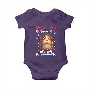 Oops My Guinea Pig Ate My Homework Baby Onesie Funny Cavy Lover Gift TS12 Purple Print Your Wear