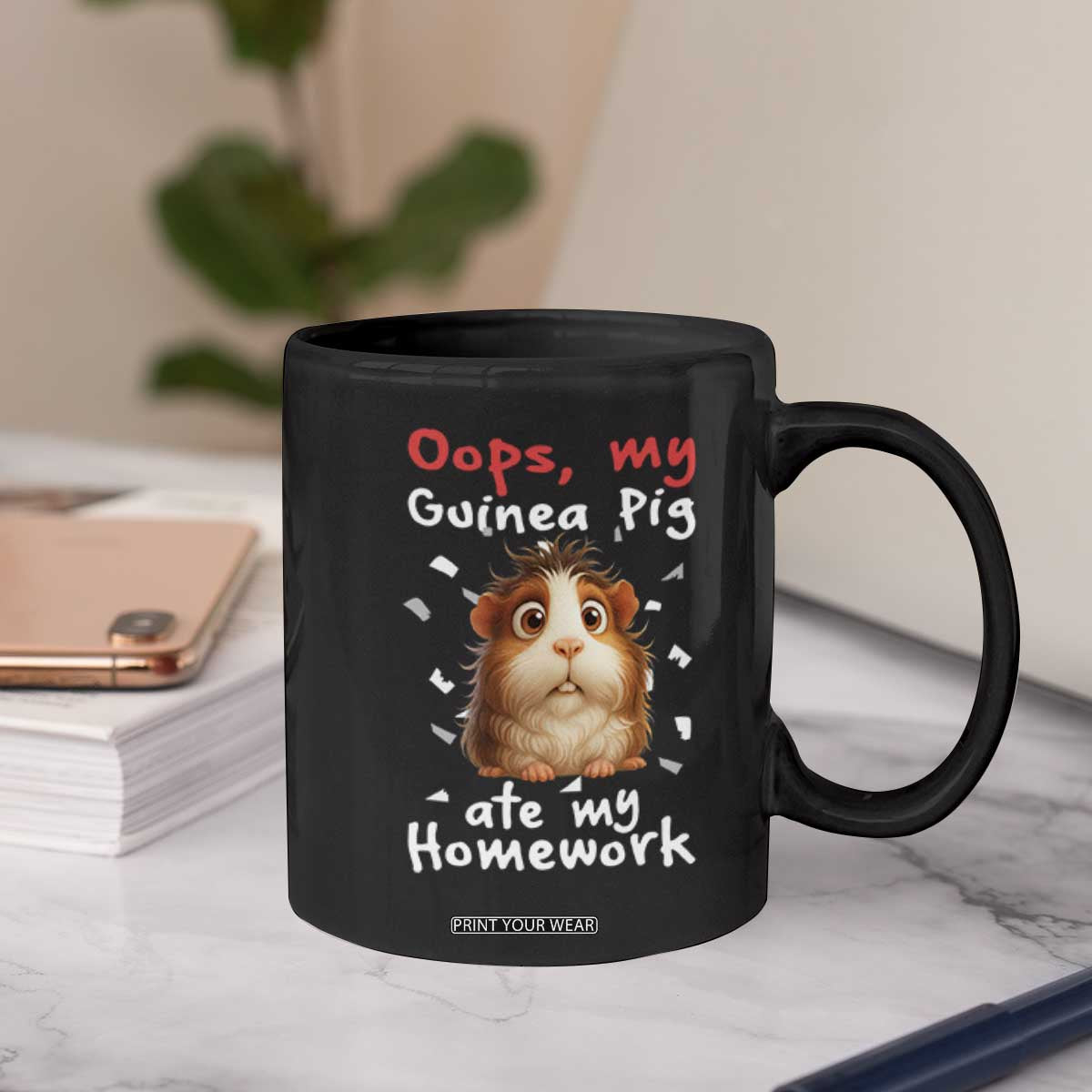 Oops My Guinea Pig Ate My Homework Coffee Mug Funny Cavy Lover Gift TS12 Print Your Wear