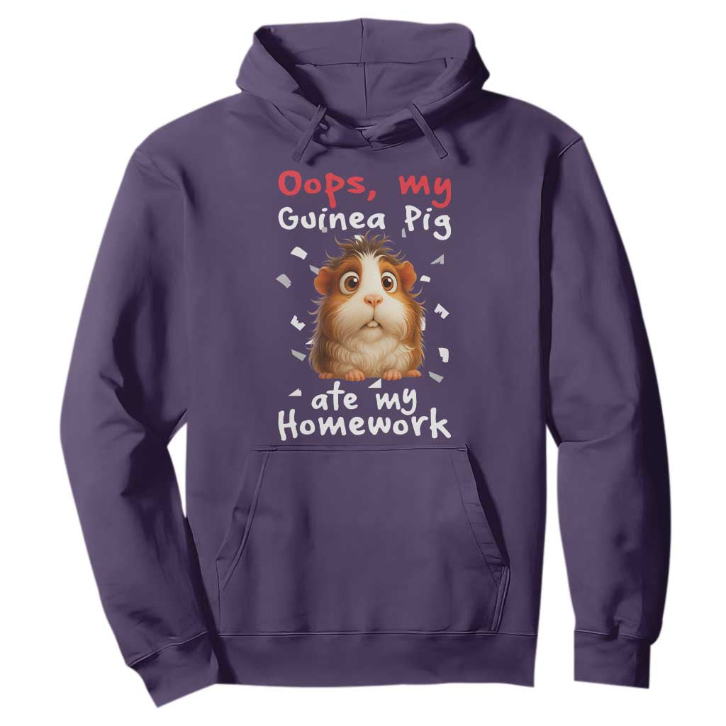 Oops My Guinea Pig Ate My Homework Hoodie Funny Cavy Lover Gift TS12 Purple Print Your Wear