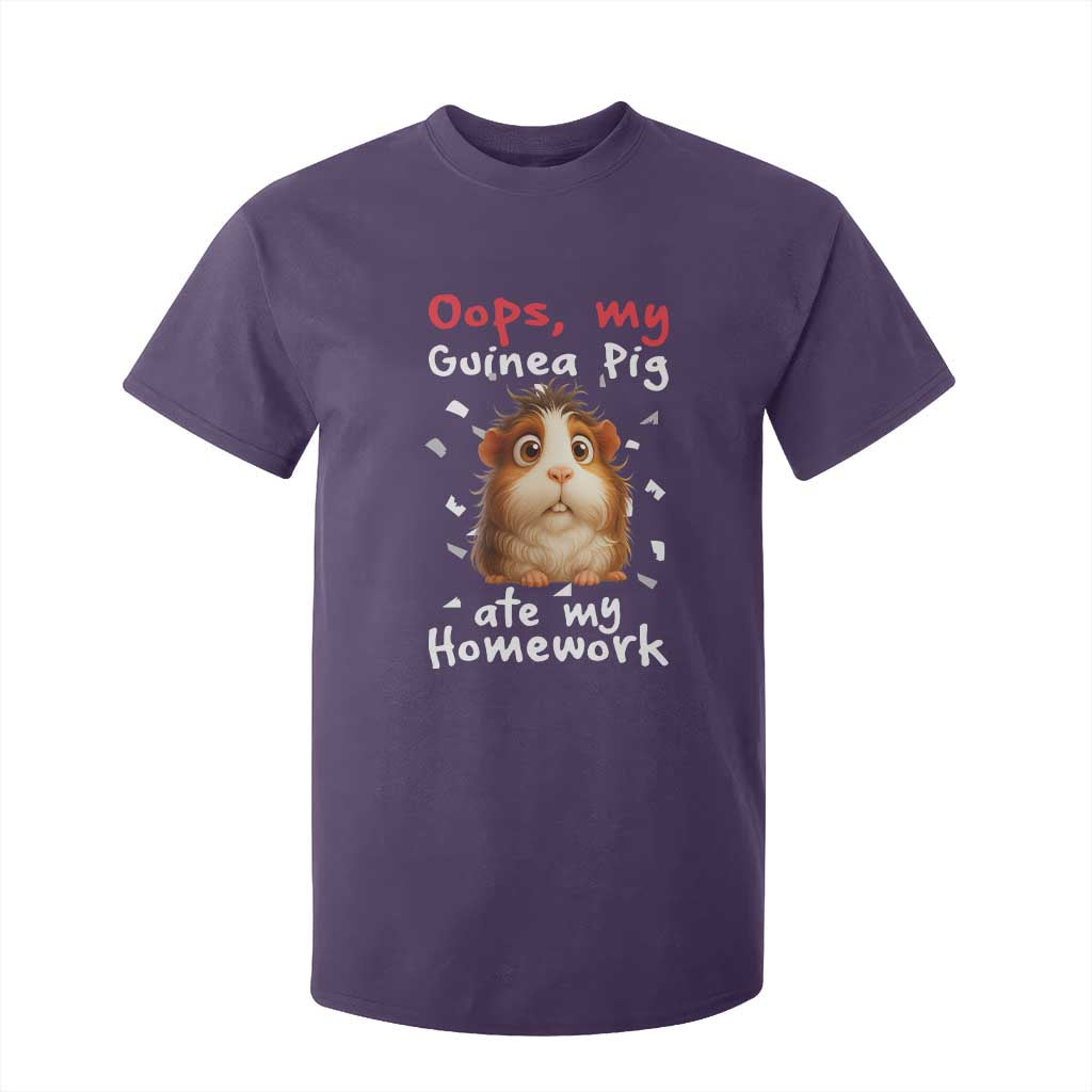 Oops My Guinea Pig Ate My Homework T Shirt For Kid Funny Cavy Lover Gift TS12 Purple Print Your Wear