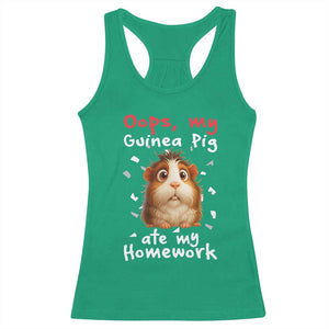Oops My Guinea Pig Ate My Homework Racerback Tank Top Funny Cavy Lover Gift TS12 Irish Green Print Your Wear