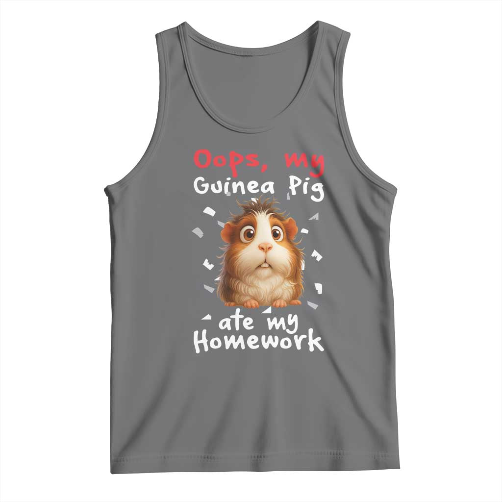 Oops My Guinea Pig Ate My Homework Tank Top Funny Cavy Lover Gift TS12 Black Heather Print Your Wear