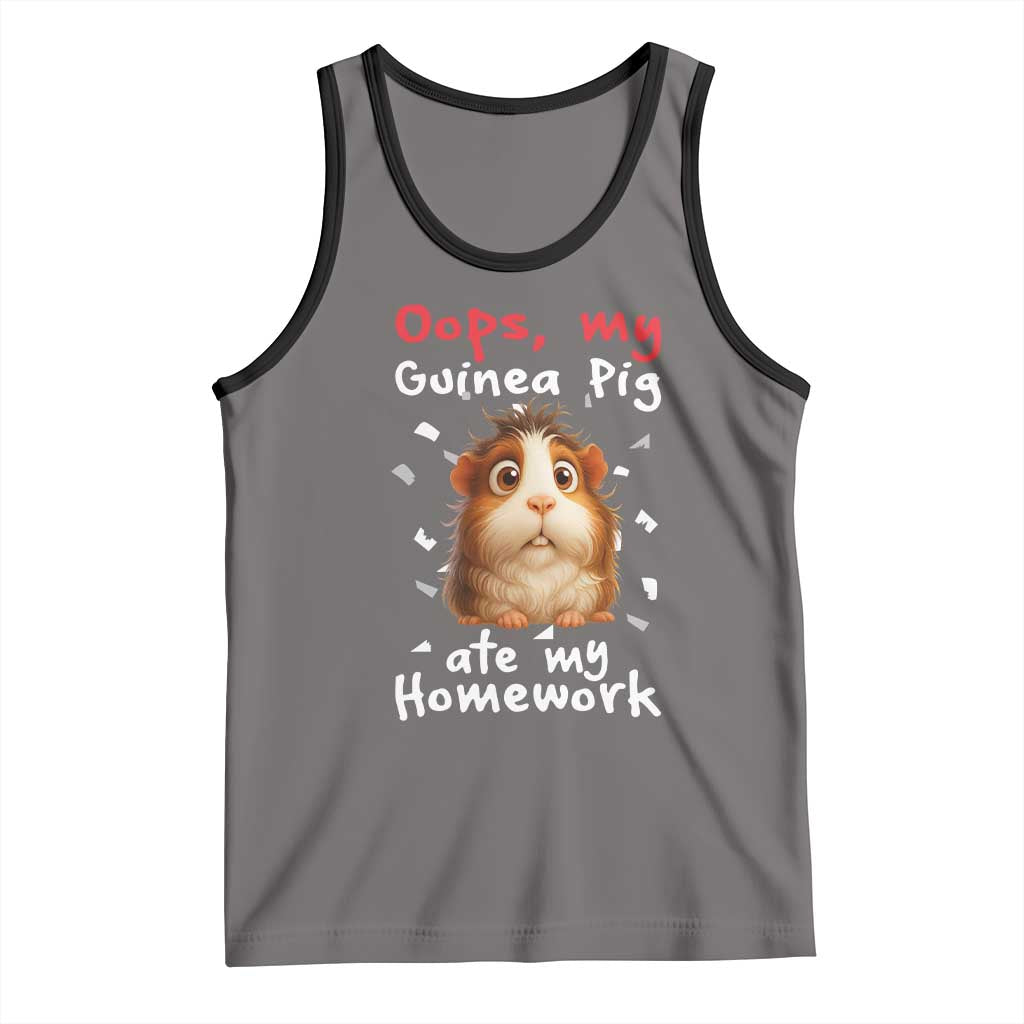 Oops My Guinea Pig Ate My Homework Tank Top Funny Cavy Lover Gift TS12 Deep Heather Black Print Your Wear