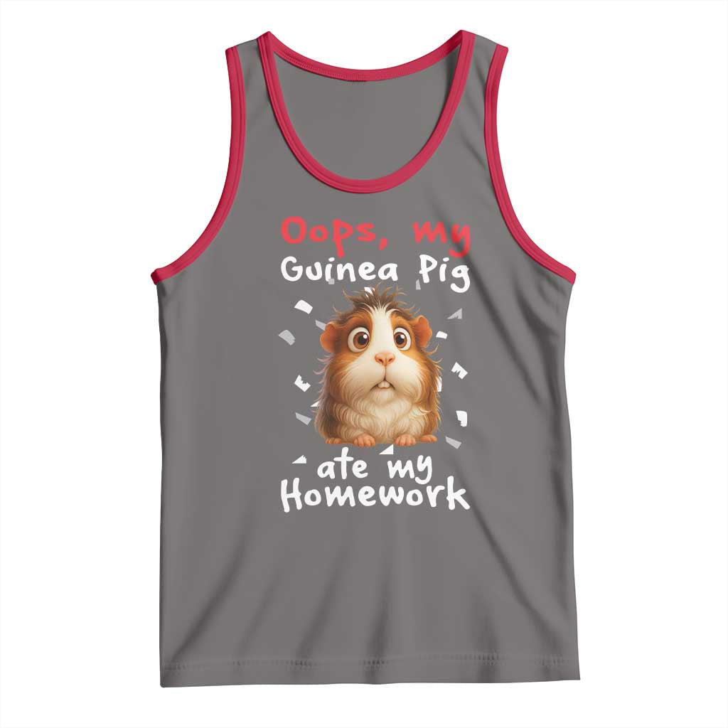 Oops My Guinea Pig Ate My Homework Tank Top Funny Cavy Lover Gift TS12 Deep Heather Red Print Your Wear