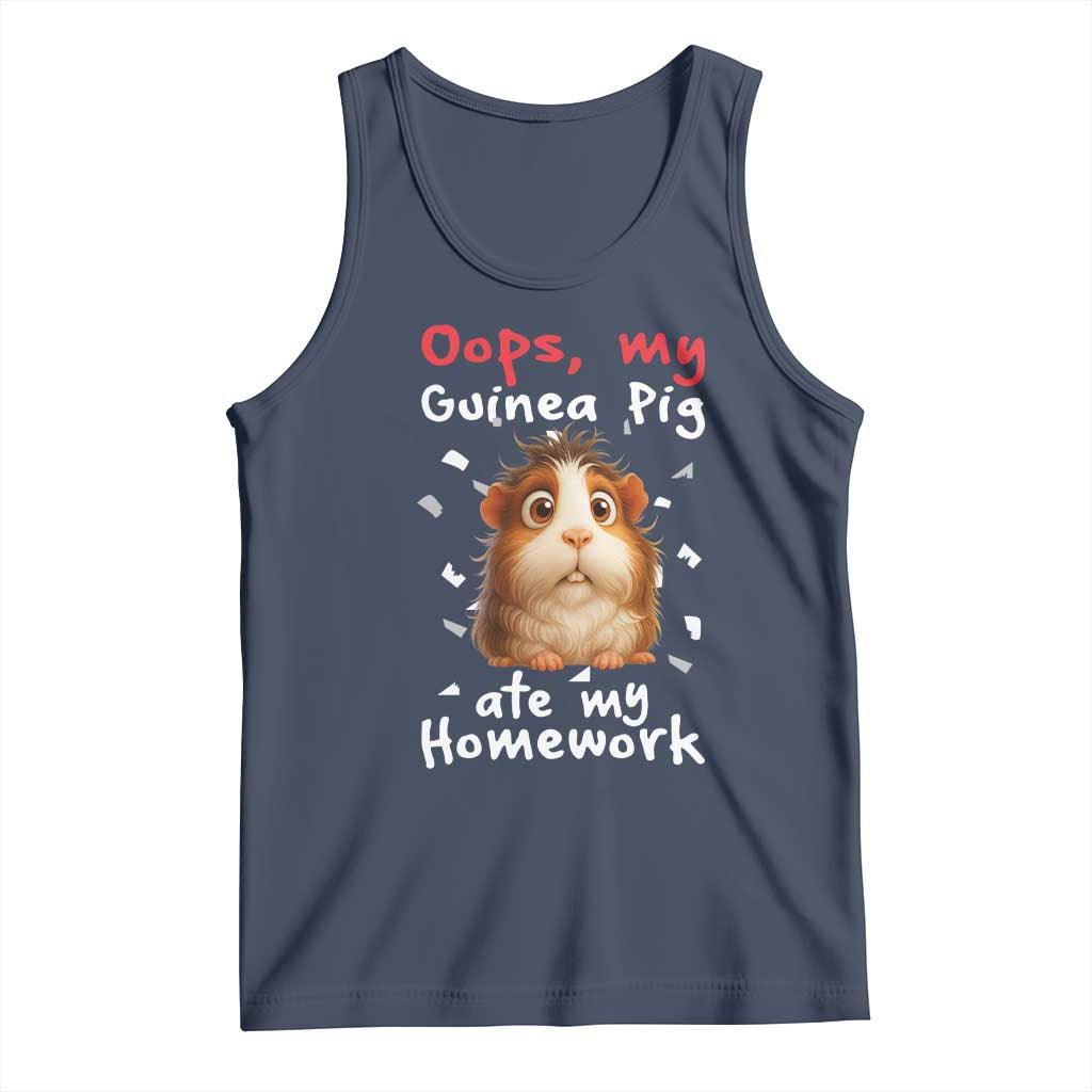 Oops My Guinea Pig Ate My Homework Tank Top Funny Cavy Lover Gift TS12 Navy Print Your Wear
