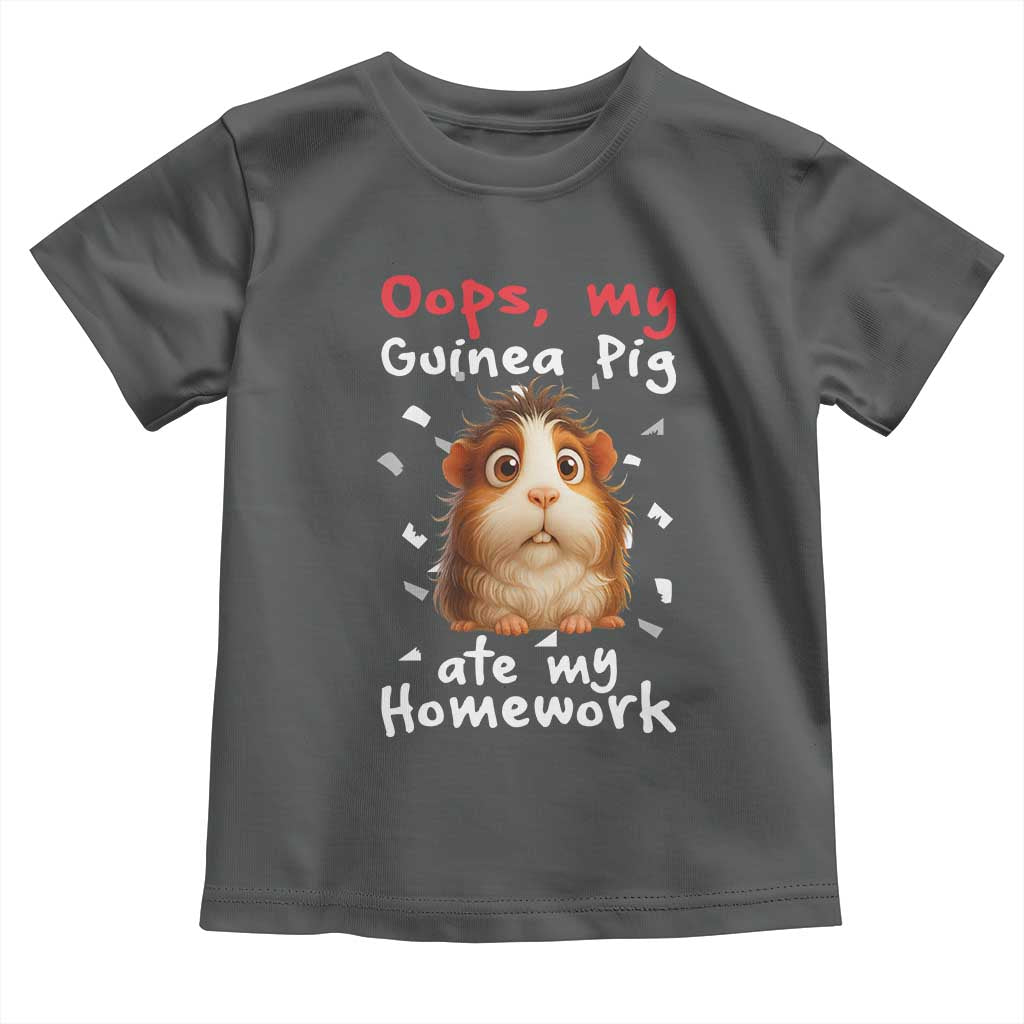 Oops My Guinea Pig Ate My Homework Toddler T Shirt Funny Cavy Lover Gift TS12 Dark Heather Print Your Wear