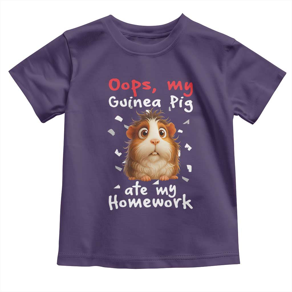 Oops My Guinea Pig Ate My Homework Toddler T Shirt Funny Cavy Lover Gift TS12 Purple Print Your Wear
