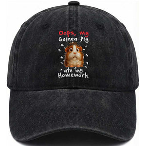 Oops My Guinea Pig Ate My Homework Washed Cotton Baseball Cap Funny Cavy Lover Gift TS12 Print Your Wear