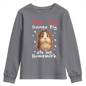 Oops My Guinea Pig Ate My Homework Youth Sweatshirt Funny Cavy Lover Gift TS12 Charcoal Print Your Wear