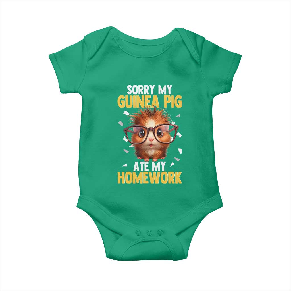 Funny My Guinea Pig Ate My Homework Baby Onesie Gift For Rodent Lovers TS12 Irish Green Print Your Wear